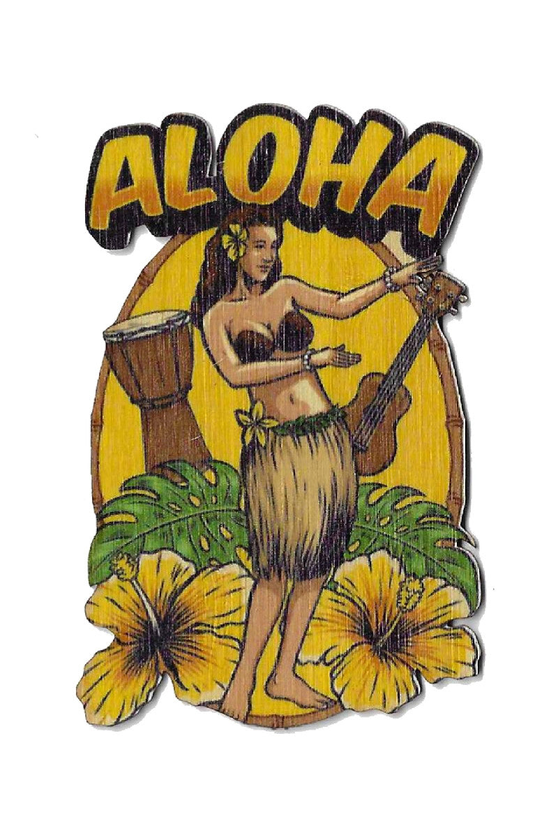 Aloha Hula GIrl Bamboo Sticker