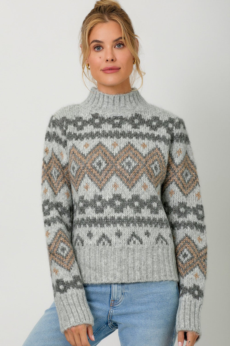 Fair Isle Mock Sweater