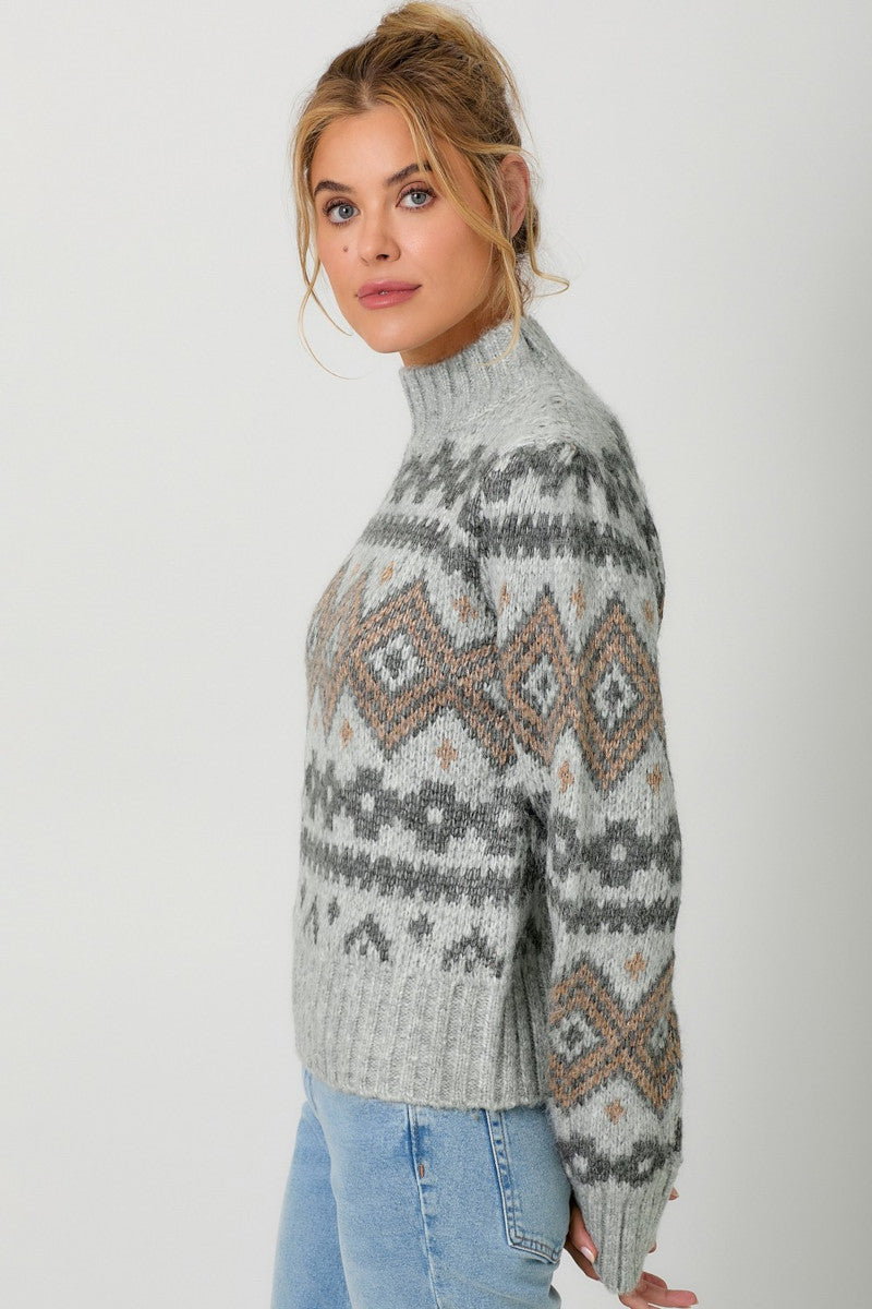 Fair Isle Mock Sweater