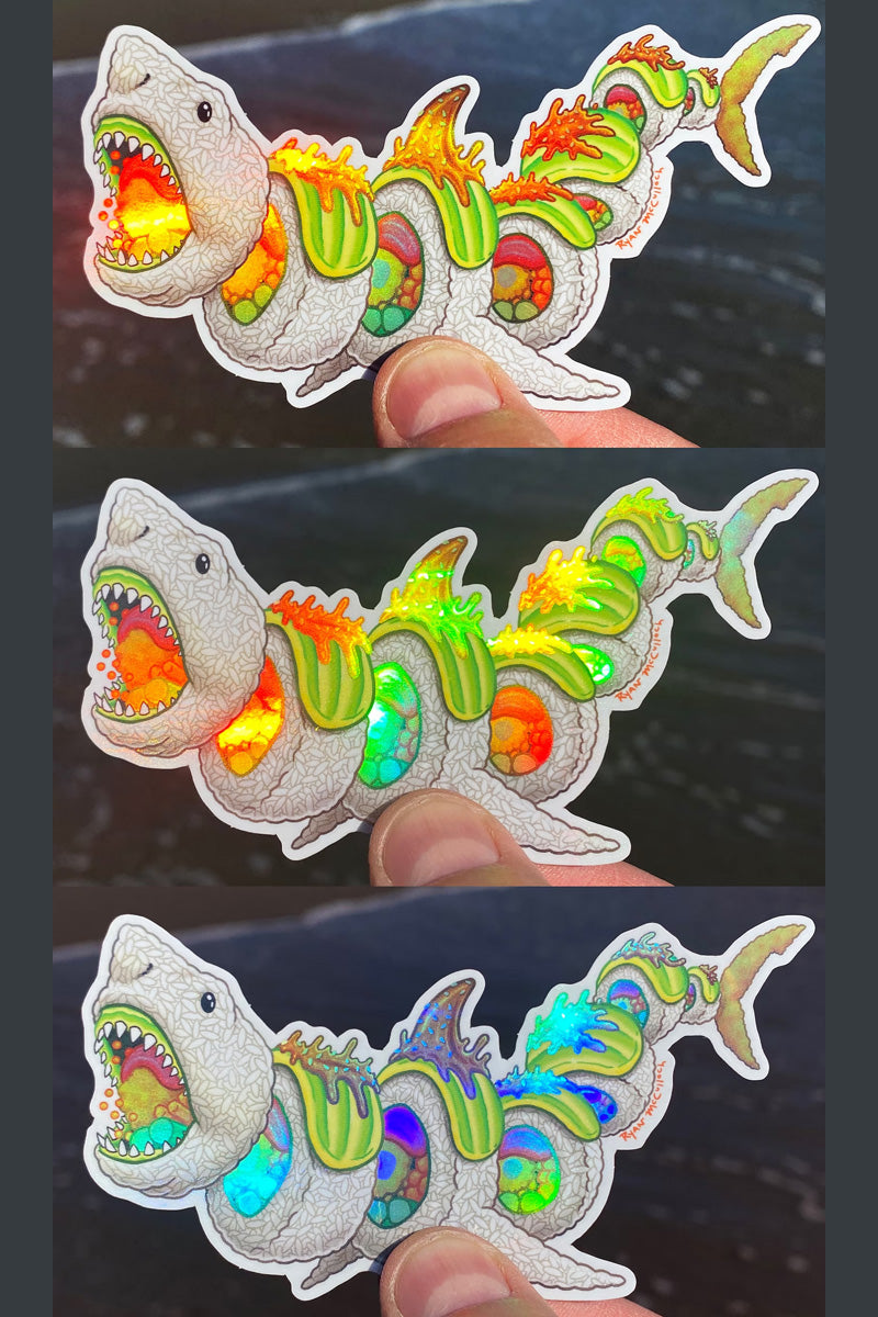 Spicy Shark Roll Holo Sticker