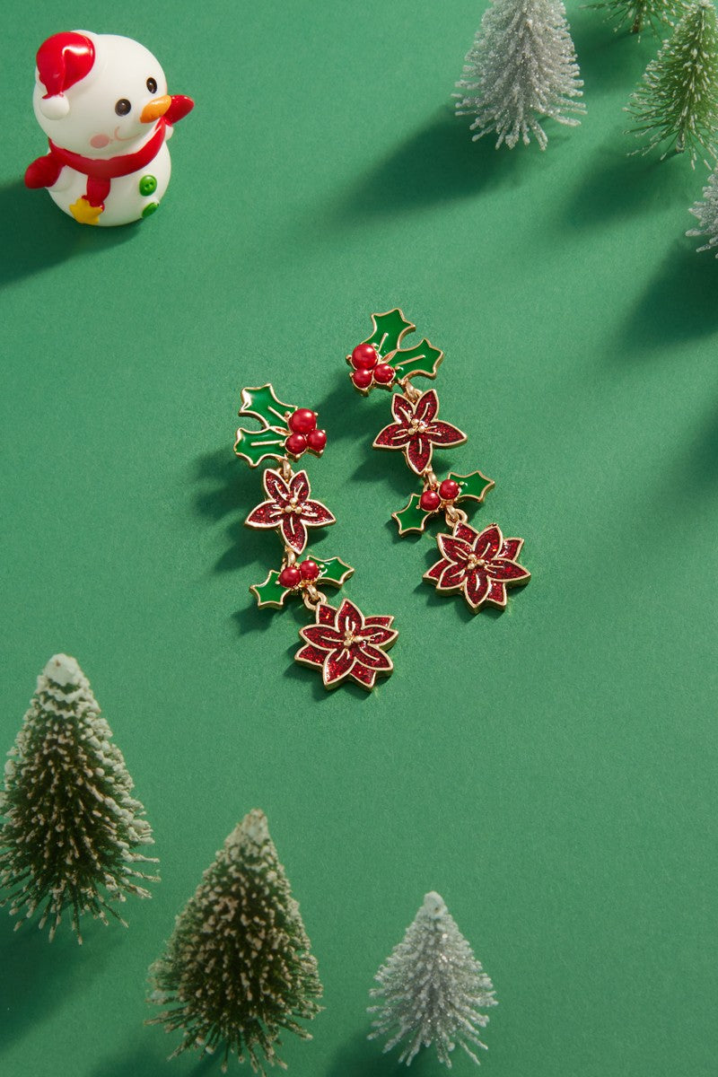 Poinsettia Earrings